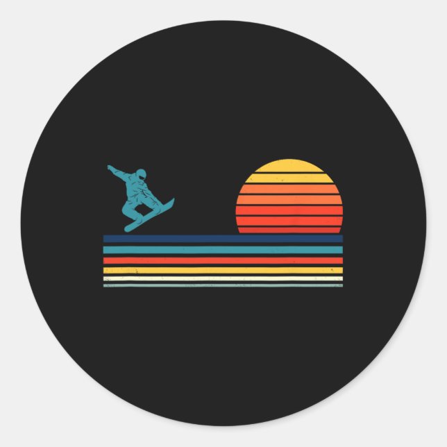 Sticker Rond Snowboard Snowboard Rétro 1 (Devant)