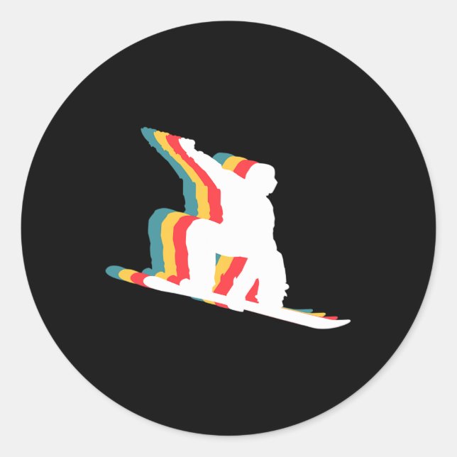 Sticker Rond Snowboard Snowboard Snowboard Retro (Devant)