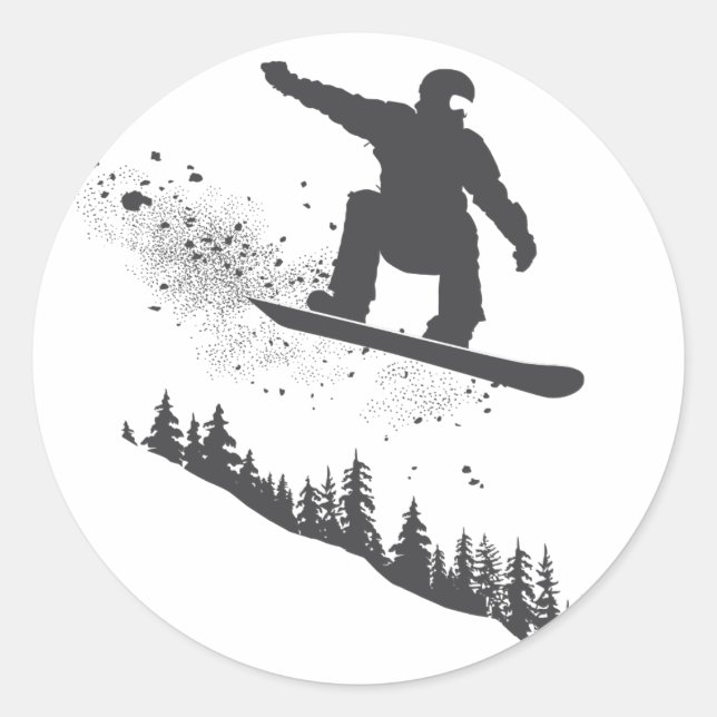 Sticker Rond Snowboardeur (Devant)