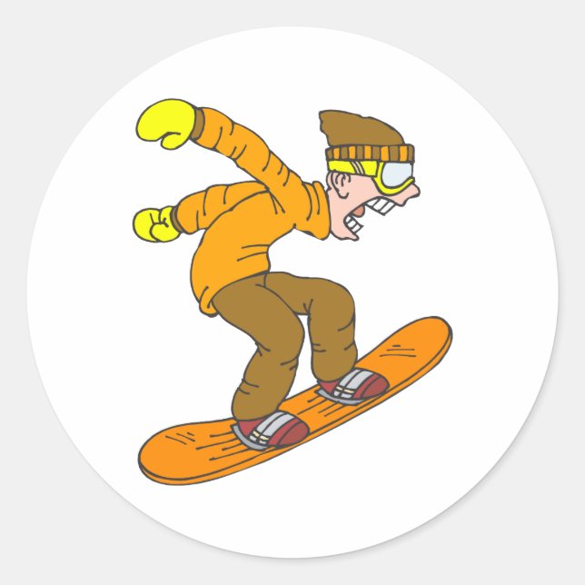 Sticker Rond Snowboardeur en colère (Devant)