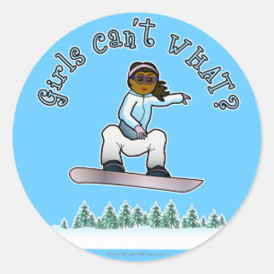Sticker Rond Snowboardeur noir