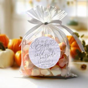 Sticker Rond Snowflakes Baby It's Cold Outside Baby shower