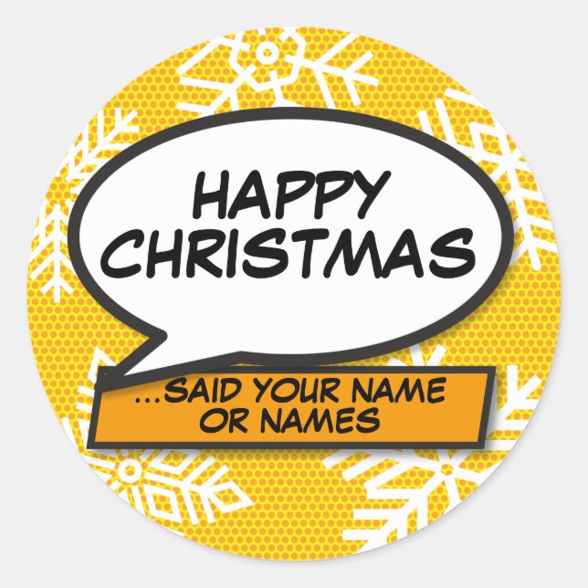 Sticker Rond Snowflakes Speech Buble Fun Retro Comédie Livre (Devant)