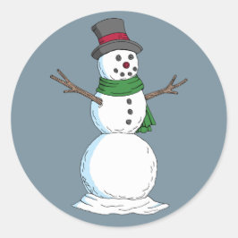 Sticker Rond Snowman