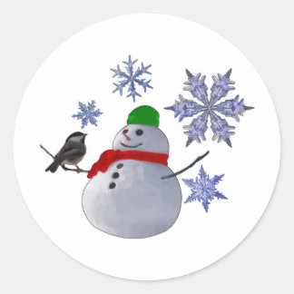 Sticker Rond Snowman