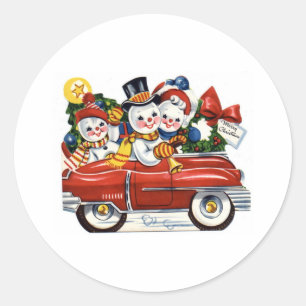 Sticker Rond Snowman