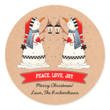 Snowman Couple Kraft Papier personnalisé Noël
