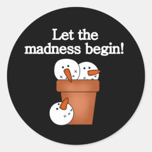 Sticker Rond Snowman Holiday Madness