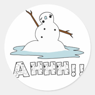Sticker Rond Snowman Melting