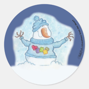 Sticker Rond Snowman-Noël Est "Neige" Fermer