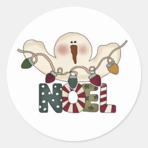 Sticker Rond Snowman Noel Pays Noël