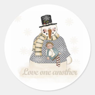 Sticker Rond Snowman s'aime l'un l'autre