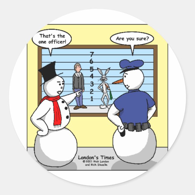 Sticker Rond Snowman sans bruit Bunny Suspect Cadeaux et Tee -  (Devant)