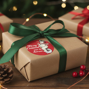 Sticker Rond Snowman vintage Sur Unicycle Custom Christmas