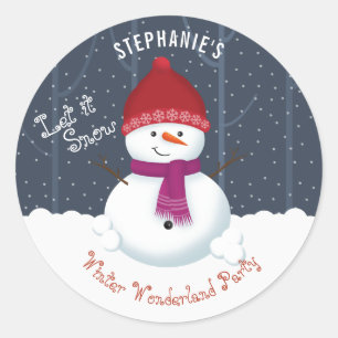 Sticker Rond Snowman Winter Wonderland