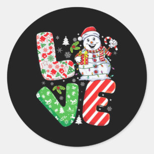 Sticker Rond Snowman Xmas Famille Conception de jumelage Snowma