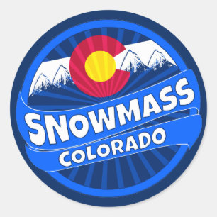 Sticker Rond Snowmass Colorado collant d'éclatement de montagne