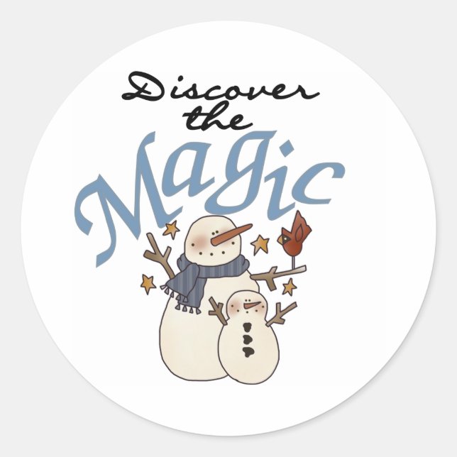 Sticker Rond Snowmen Hiver Découvrez la magie (Devant)