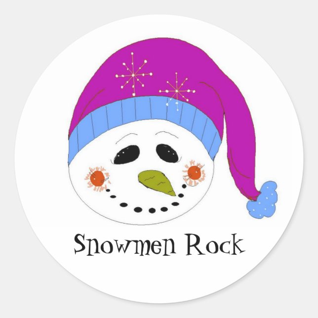 Sticker Rond Snowmen souriant (Devant)