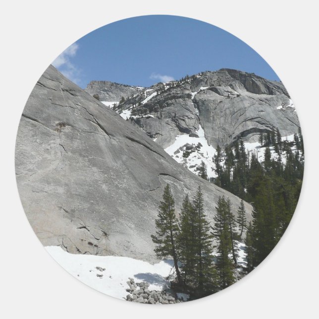 Sticker Rond Snowy Granite Domes I Yosemite National Park (Devant)