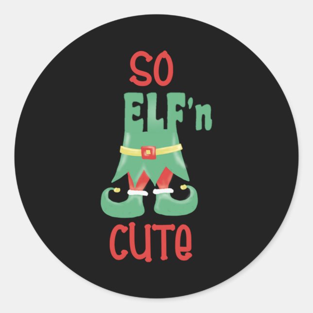 Sticker Rond So Elfn Cute Funny Christmas  (Devant)