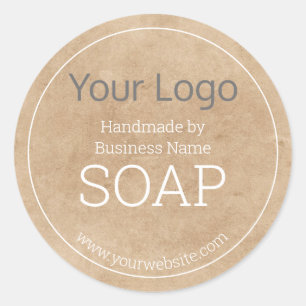 Sticker Rond Soap artisanal Votre Logo Papier Rustique Kraft