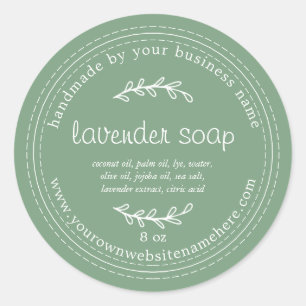 Sticker Rond Soap Lavande Rustique fait main Vert