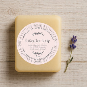 Sticker Rond Soap Rustique Lavande Faite À La Main Rose