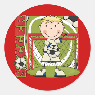 Sticker Rond SOCCER - Blond Boy Goalie T-shirts et cadeaux