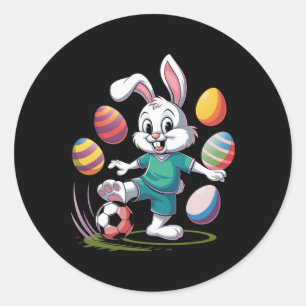 Sticker Rond Soccer Chemise de Pâques Garçons Enfants Bunny de