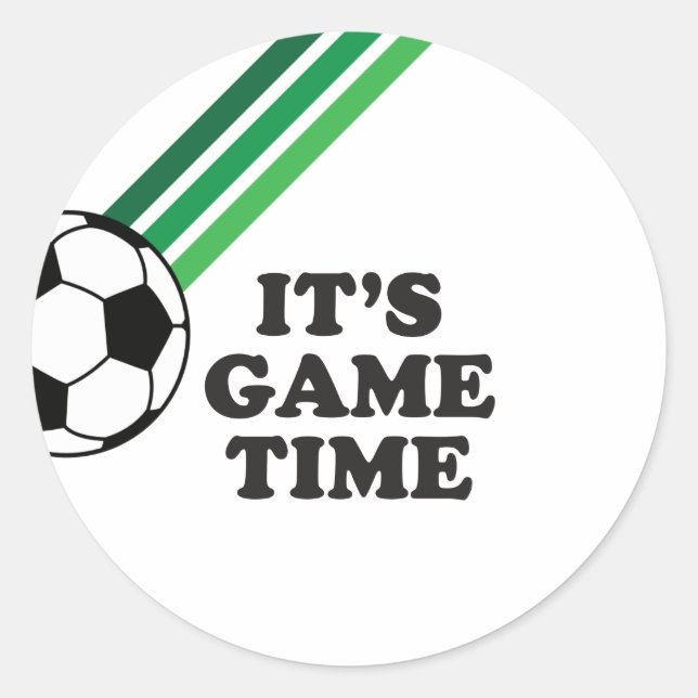 Sticker Rond Soccer Green Stripes Jeu Heure Anniversaire (Devant)