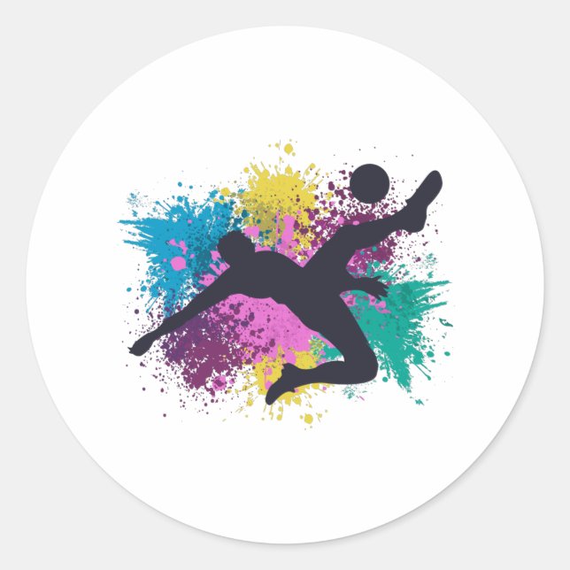 Sticker Rond Soccer Grungy Couleur Splashes (Devant)