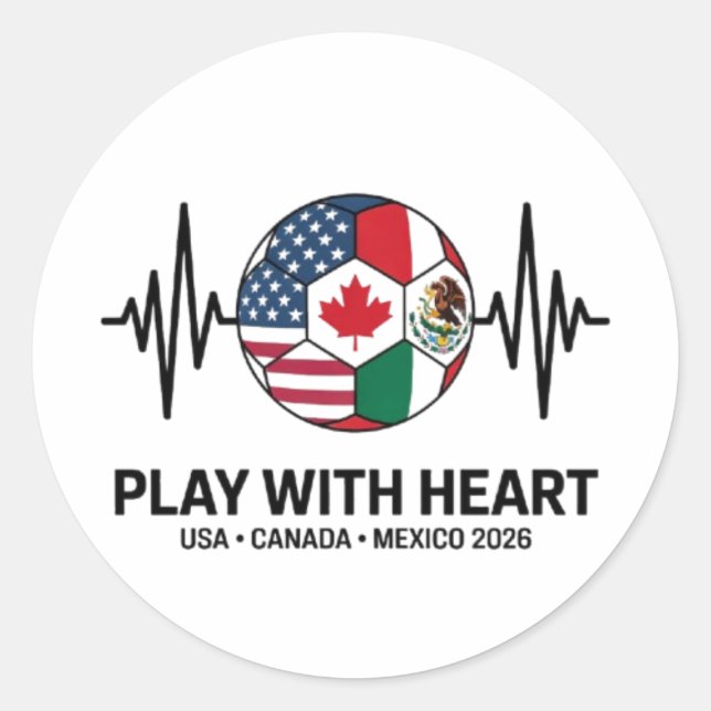 Sticker Rond Soccer Heartbeat USA Canada Mexico 2026 (Devant)
