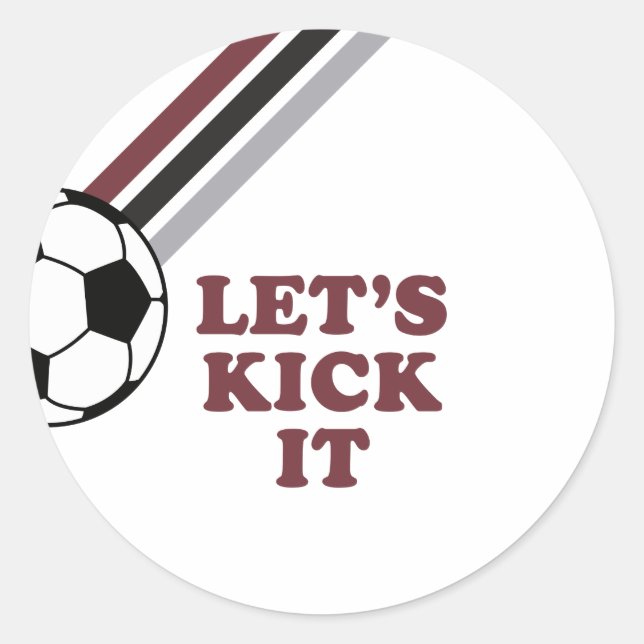 Sticker Rond Soccer Maroon Stripes On le frappe Anniversaire (Devant)