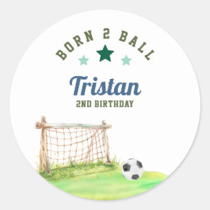 Sticker Rond Soccer «Né Deux Ballons» Deuxième Anniversaire