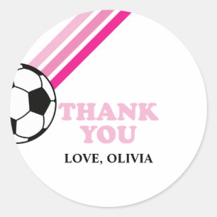 Sticker Rond Soccer rose rayures Merci Anniversaire