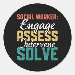 Sticker Rond Social Worker Ene Évaluation Intervention Résoudre