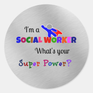 Sticker Rond Social Worker Superhero conception amusante