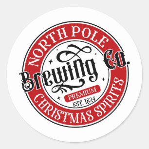 Sticker Rond Société de brassage festive de Noël North Pole