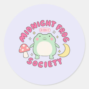 Sticker Rond Société Mignonne Grenouille de Minuit Champignon P