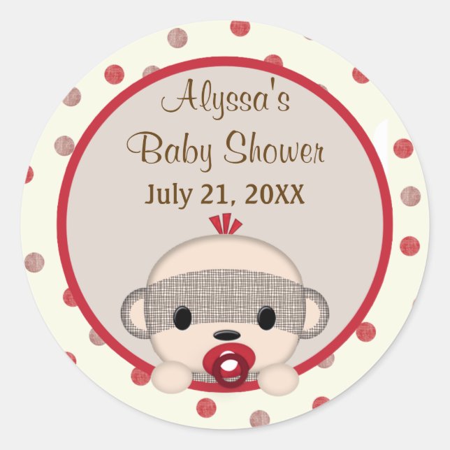 Sticker Rond SOCK MONKEY Baby shower Lit rond GARÇON #3 (Devant)