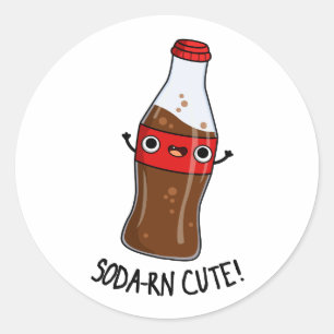 Sticker Rond Soda-rn Cute Funny Soda Pun