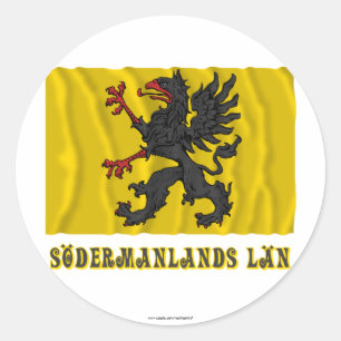 Sticker Rond Södermanlands län drapeau à agiter nom