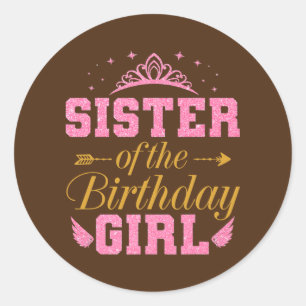 Sticker Rond Sœur de la fille qui fête son anniversaire Fête d'