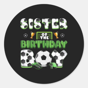 Sticker Rond Sœur du groupe de football du garçon d'anniversair