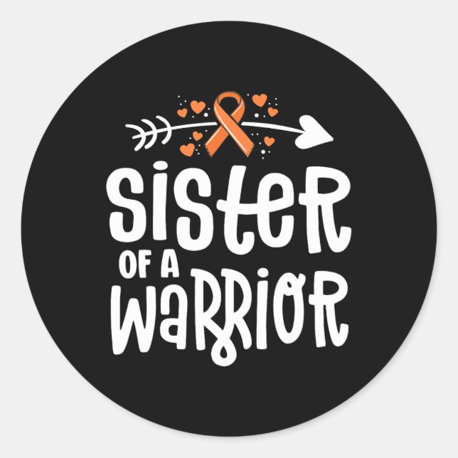 Sticker Rond Soeur D'Un Guerrier Orange Famille Leucémie Cancer (Devant)