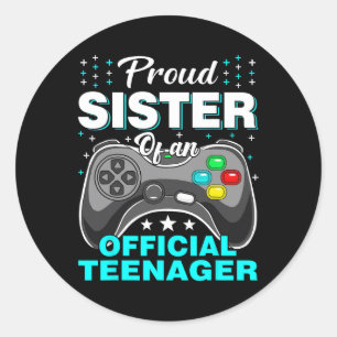 Sticker Rond Soeur Jeu Vidéo Officiel Adolescent Top 13th Birth
