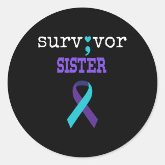 Sticker Rond Soeur Survivante Semicolon Don Prévention du suici