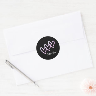 Sticker Rond Sœurs  Cœur d'amour Noir 