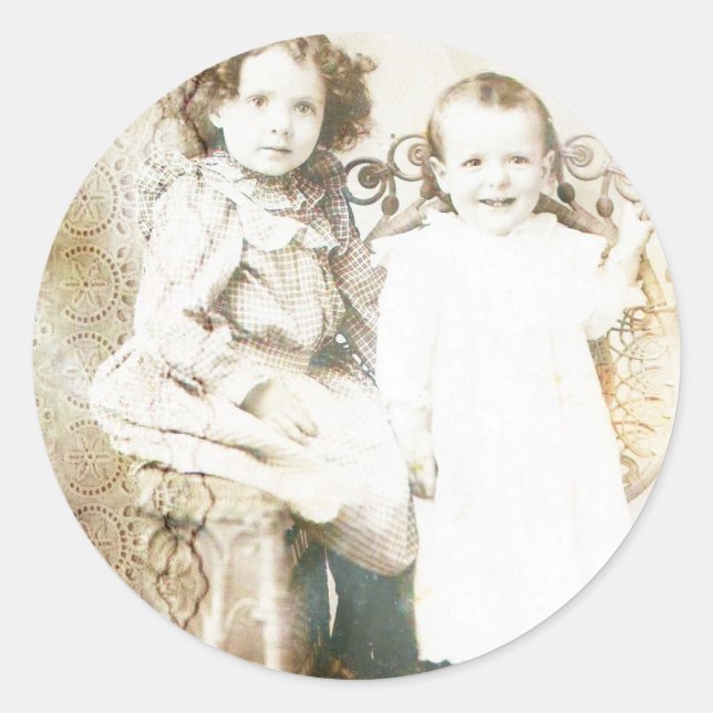 Sticker Rond Soeurs et dentelle (Devant)